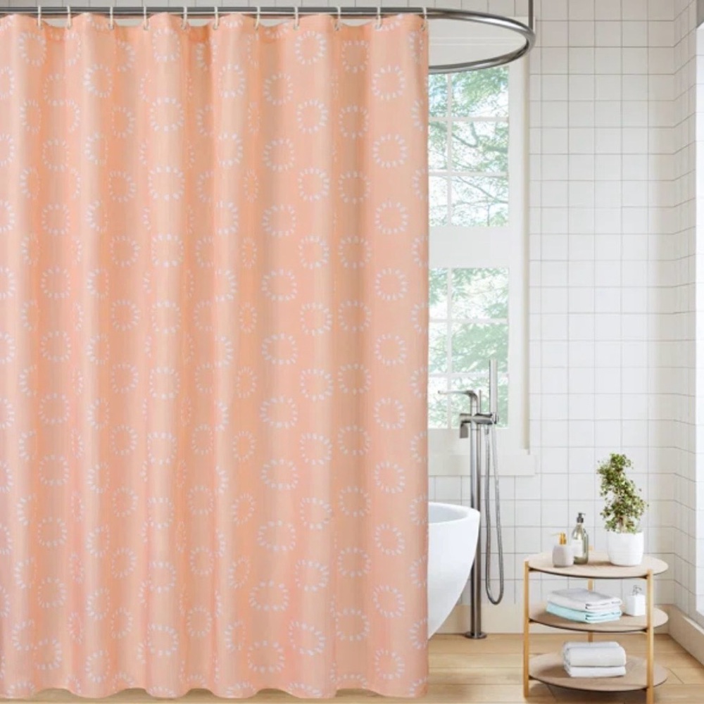 Elegant Peach Floral Shower Curtain